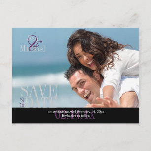 Carte Postale Faire-part Couleur personnalisée, photo Enregistrer la date C