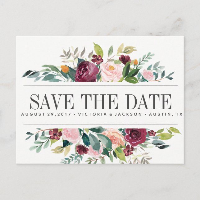 Carte Postale Faire-part Country Bloom Floral Rustic MARIAGE enregistrer la (Devant)