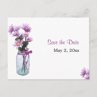 Carte Postale Faire-part Country Daisies Mason Jar - Enregistrer la date Ca
