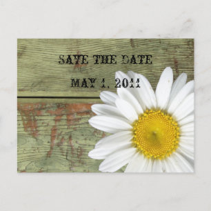 Carte Postale Faire-part Country Daisy and Barn Wood Enregistrer la date