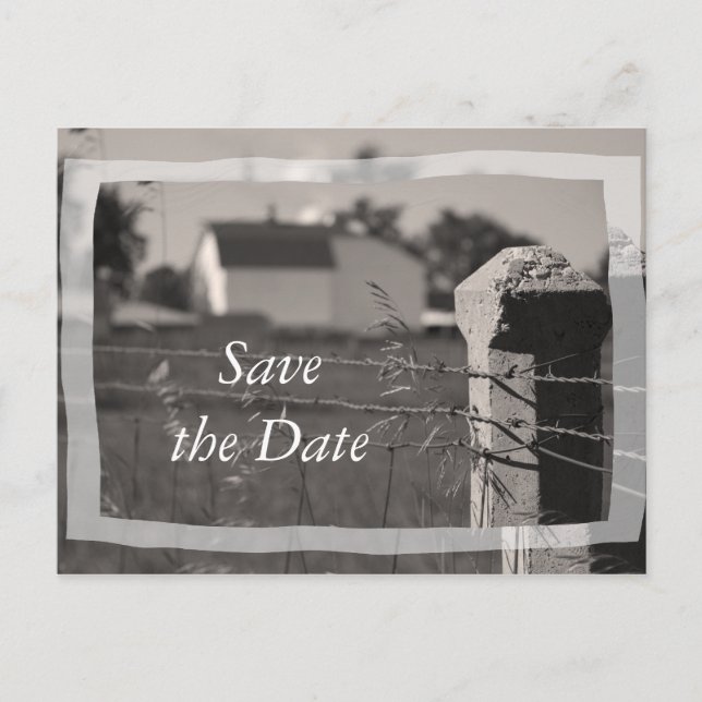 Carte Postale Faire-part Country Farm Wedding Enregistrer la date Faire-par (Devant)