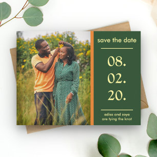 Carte Postale Faire-part Couple Africain Orange et Vert Save The Date