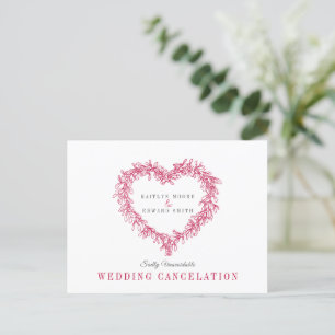 Carte Postale Faire-part Couronne de mariage annulation coeur gui rouge