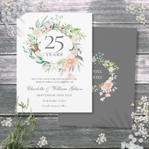 Carte Postale Faire-part Couronne de roses pour le rappel de la date d'anni