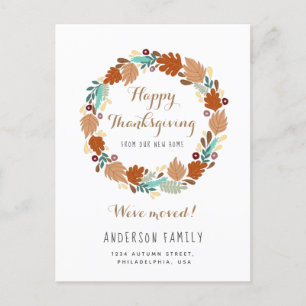 Carte Postale Faire-part Couronne de Thanksgiving d'automne moderne pour le