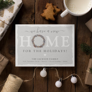 Carte Postale Faire-part Couronne d'hiver Nouvelle maison pour les Fêtes ! 