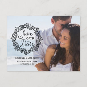 Carte Postale Faire-part Couronne rustique   Photographie de calligraphie, 