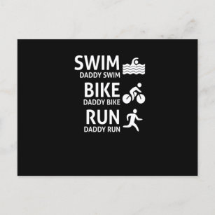 Carte Postale Faire-part Course de vélo de natation papa - Drôle Triathlon 