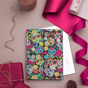 Carte Postale Faire-part Crânes Squelette Gardener   Crânes à sucre floraux