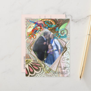 Carte Postale Faire-part Création de doodle de fête Artiste joyeuse