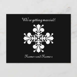 Carte Postale Faire-part Croix de Fleur de lis