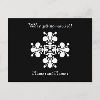 Carte Postale Faire-part Croix de Fleur de lis