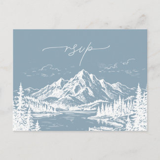Carte Postale Faire-part Croquis de paysage de destination Réponse RSVP