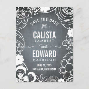 Carte Postale Faire-part Croquis Floral Enregistrer la date - Tableau de bo