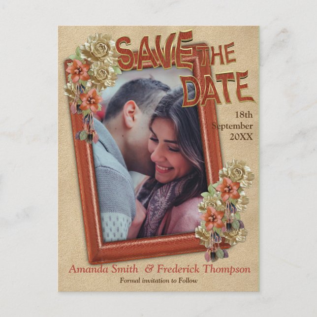 Carte Postale Faire-part Cuir et daim Texture Art Enregistrer les dates (Devant)