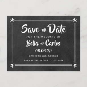 Carte Postale Faire-part Cupidons Tableau Noir Enregistrez la Date