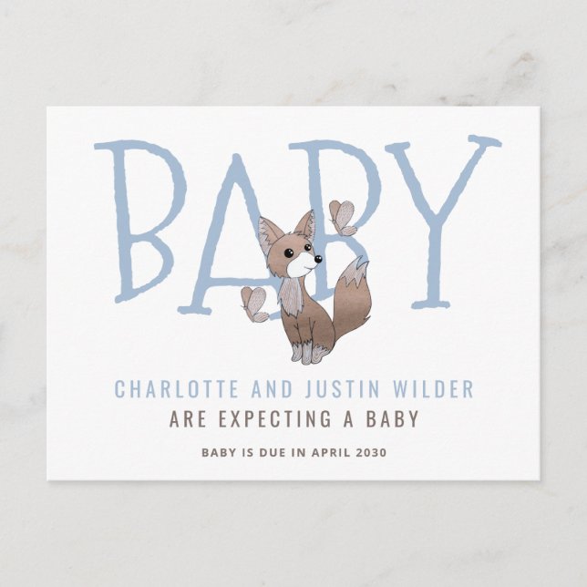 Carte Postale Faire-part Cute aquarelle renard boisé (Devant)