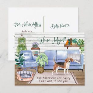 Carte Postale Faire-part Cute Beagle Cosy Nouvelle Maison Se Déplacer      