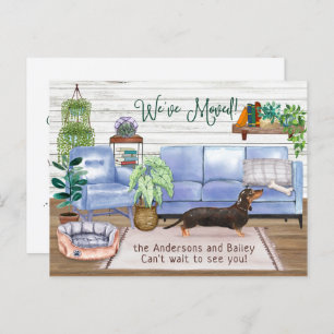 Carte Postale Faire-part Cute Black Dachshund Cosy New Home Moving