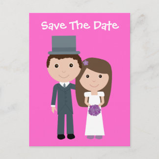 Carte Postale Faire-part Cute Bride & Groom Enregistrer La Date Personnalis