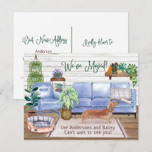 Carte Postale Faire-part Cute Brown Dachshund Cosy New Home Moving