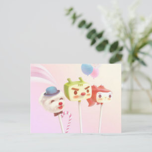 Carte Postale Faire-part Cute Caractère Gâteau Pops
