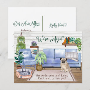 Carte Postale Faire-part Cute Carlin Cosy Nouvelle Maison Se Déplacer