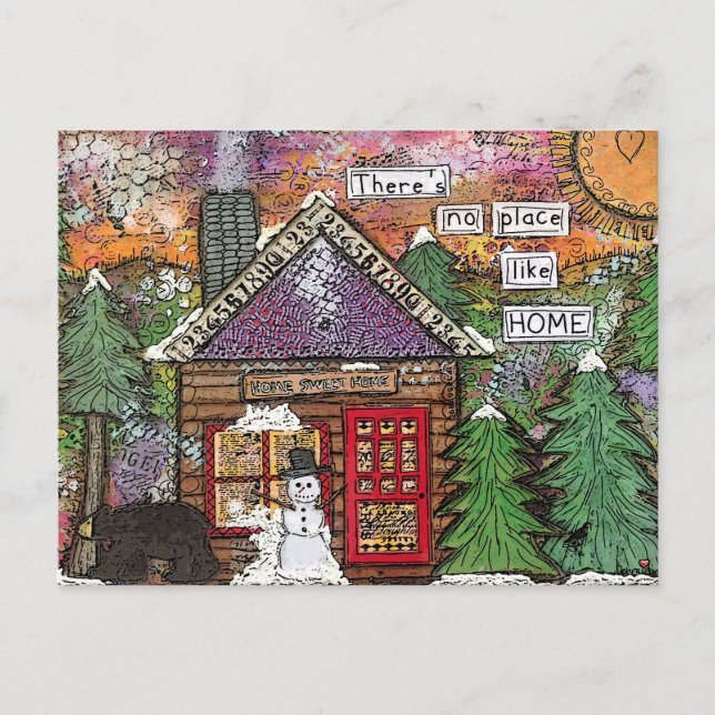 Carte Postale Faire-part Cute Cosy Cabine Dans Le Bois Nouvelle Maison (Devant)