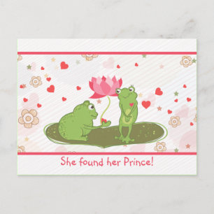 Carte Postale Faire-part Cute Frogs Whimsical Hearts Sauvez La Date