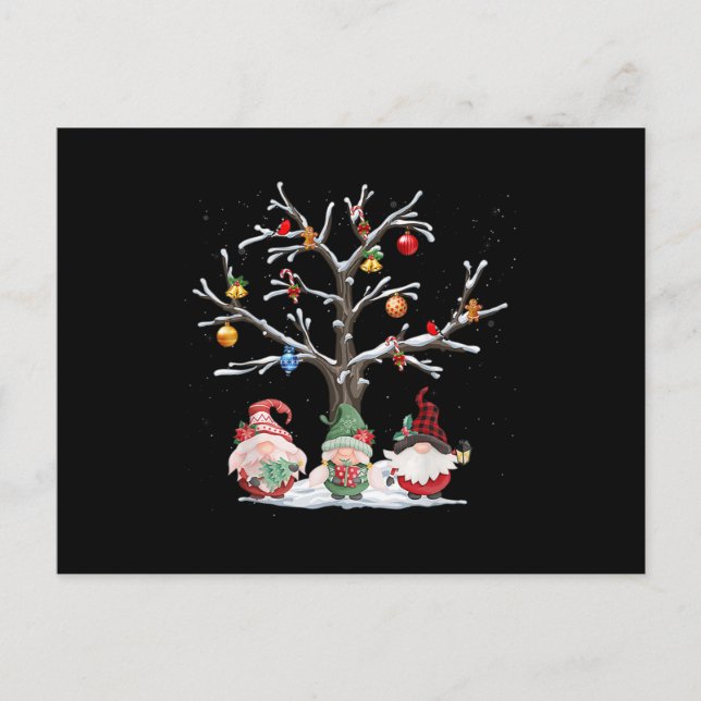 Carte Postale Faire-part Cute Gnome Buffalo Plaid Christmas Tree Light (Devant)
