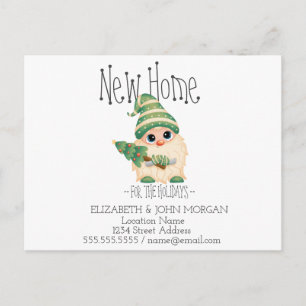 Carte Postale Faire-part Cute Gnome, Pine Tee Holidays Nouvelle adresse