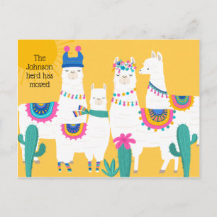 Carte Postale Faire-part Cute Llama Family Changement d'adresse