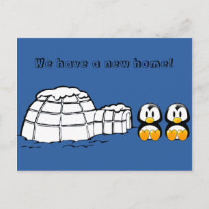 Carte Postale Faire-part Cute Nouvelle Maison Funny Penguin Adresse Changem
