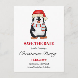 Carte Postale Faire-part Cute Penguin   Christmas Party Save The Date 
