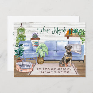 Carte Postale Faire-part Cute Rottweiler Cosy New Home Moving