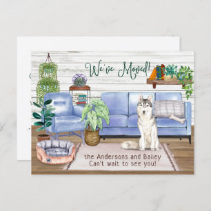 Carte Postale Faire-part Cute Siberian Husky Cosy New Home Moving
