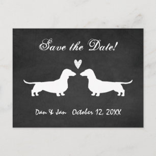 Carte Postale Faire-part Dachshund Chien Silhouettes Mariage Enregistrer la