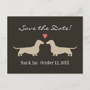 Carte Postale Faire-part Dachshund Chien Silhouettes Mariage Enregistrer la