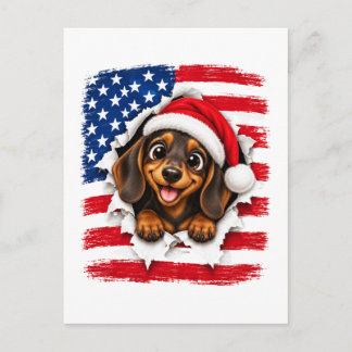 Carte Postale Faire-part Dachshund de Noël américain