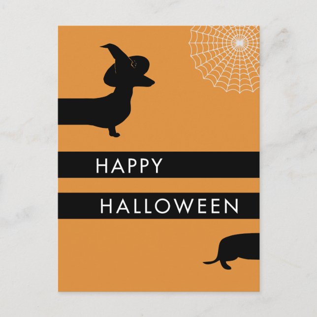 Carte Postale Faire-part Dachshund drôle Halloween (Devant)