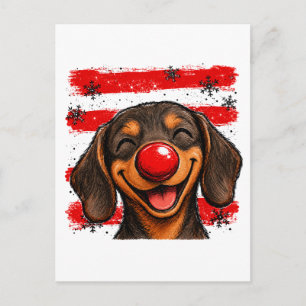 Carte Postale Faire-part Dachshund rayures de Noël mignon