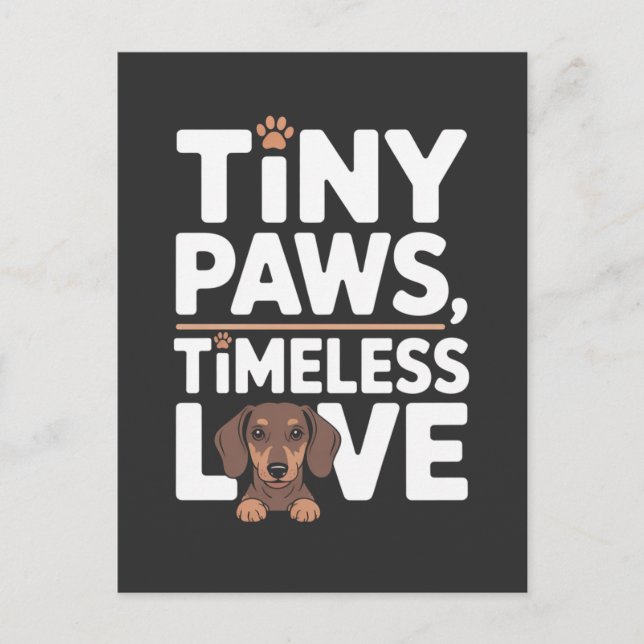 Carte Postale Faire-part Dachshund Tiny Paws, Timeless Love (Devant)