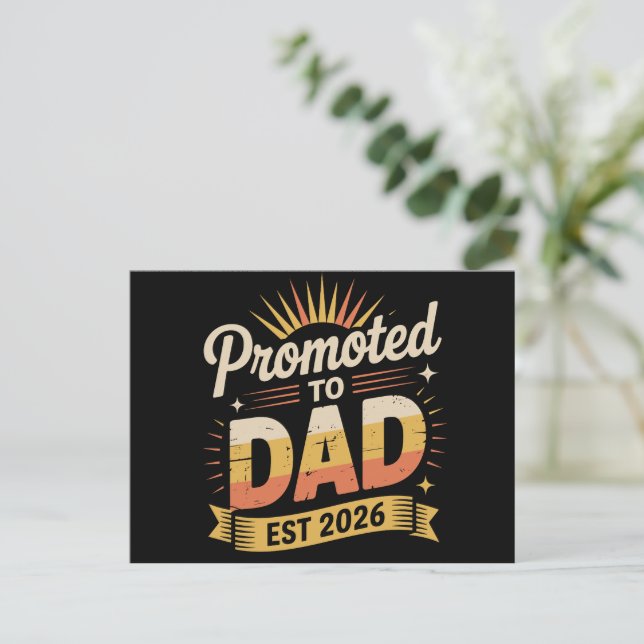Carte Postale Faire-part Dad Est. 2026 Funny New Dad Pregnancy Announcement (Debout devant)