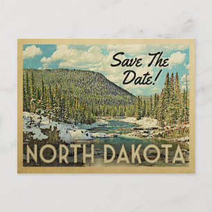 Carte Postale Faire-part Dakota Du Nord Sauvez La Date Montagnes Rivière Ne