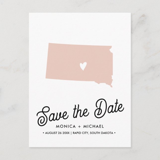 Carte Postale Faire-part DAKOTA SUD Etat Destination Mariage N'IMPORTE QUEL (Devant)
