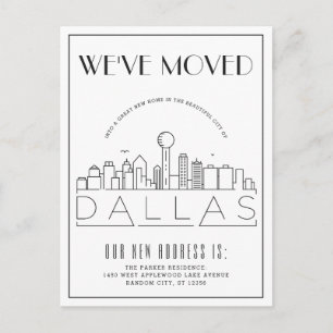 Carte Postale Faire-part Dallas Skyline Moderne Deco   Changement d'Adresse