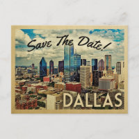 Dallas Texas Enregistrer La Date Vintage Skyline