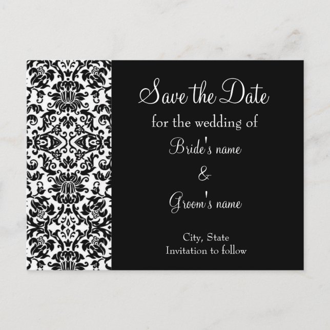 Carte Postale Faire-part Damas Enregistrer la date (Devant)