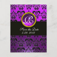 DAMAS NOIR ET BLANC Monogramme Améthyste Violet