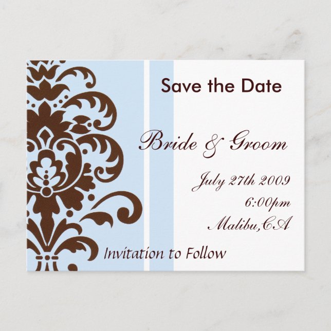 Carte Postale Faire-part Damask Enregistrer la date - Customisé (Devant)